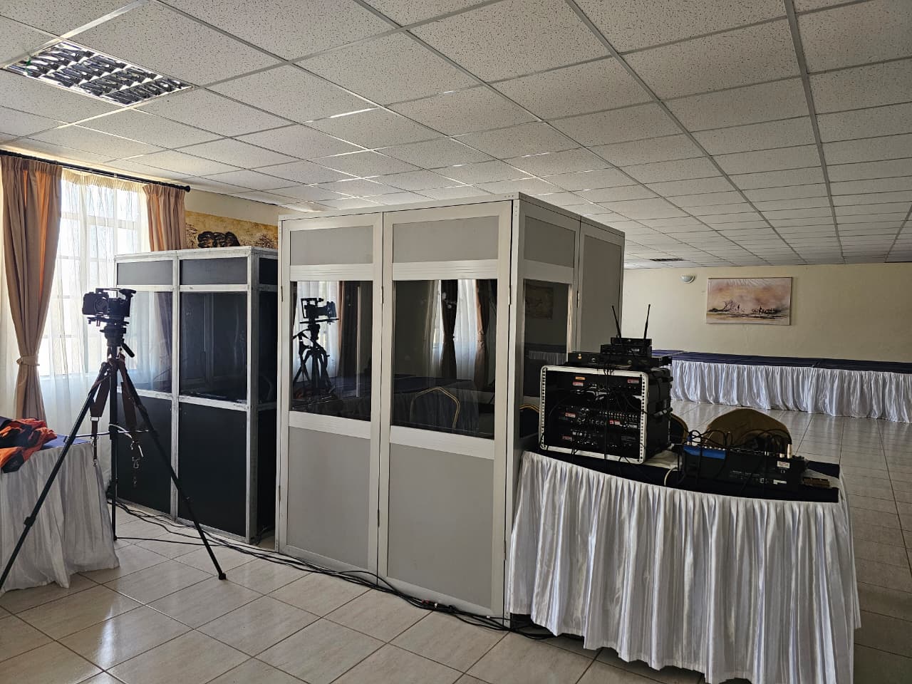 Rivaton Translators interpretation booths at the Creators of Peace gathering