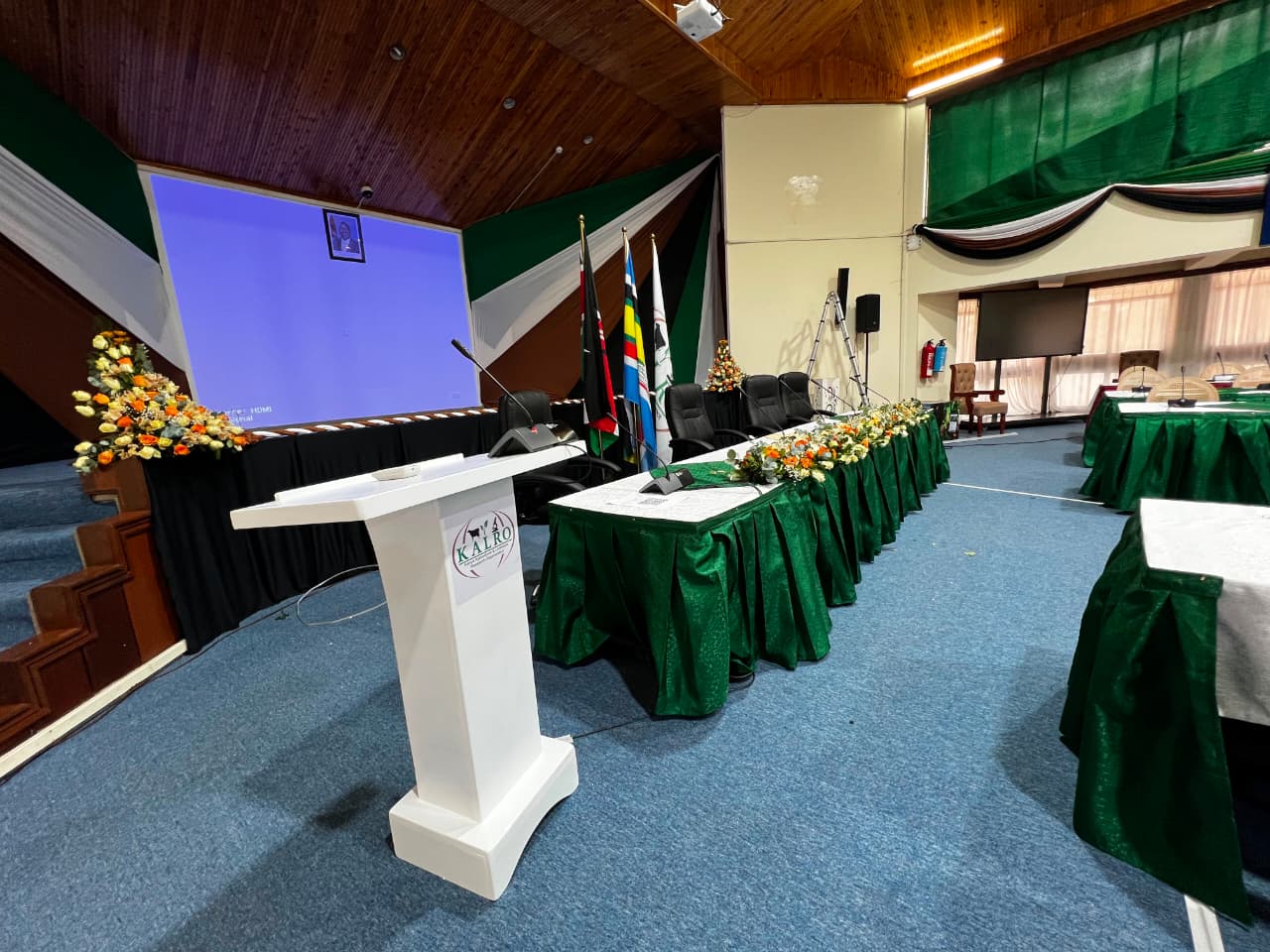 Rivaton Translators supplied executive gooseneck table microphones and an audio mixer for KALRO, showcasing its conference equipment services in Kenya.